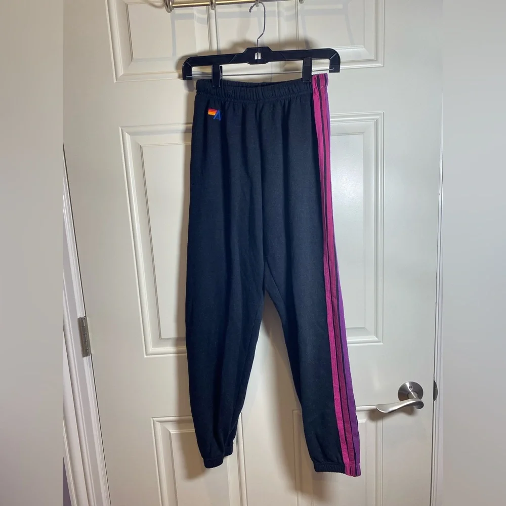 Aviator Nation Joggers with Pink and Blue Stripes - Picture 2 of 5